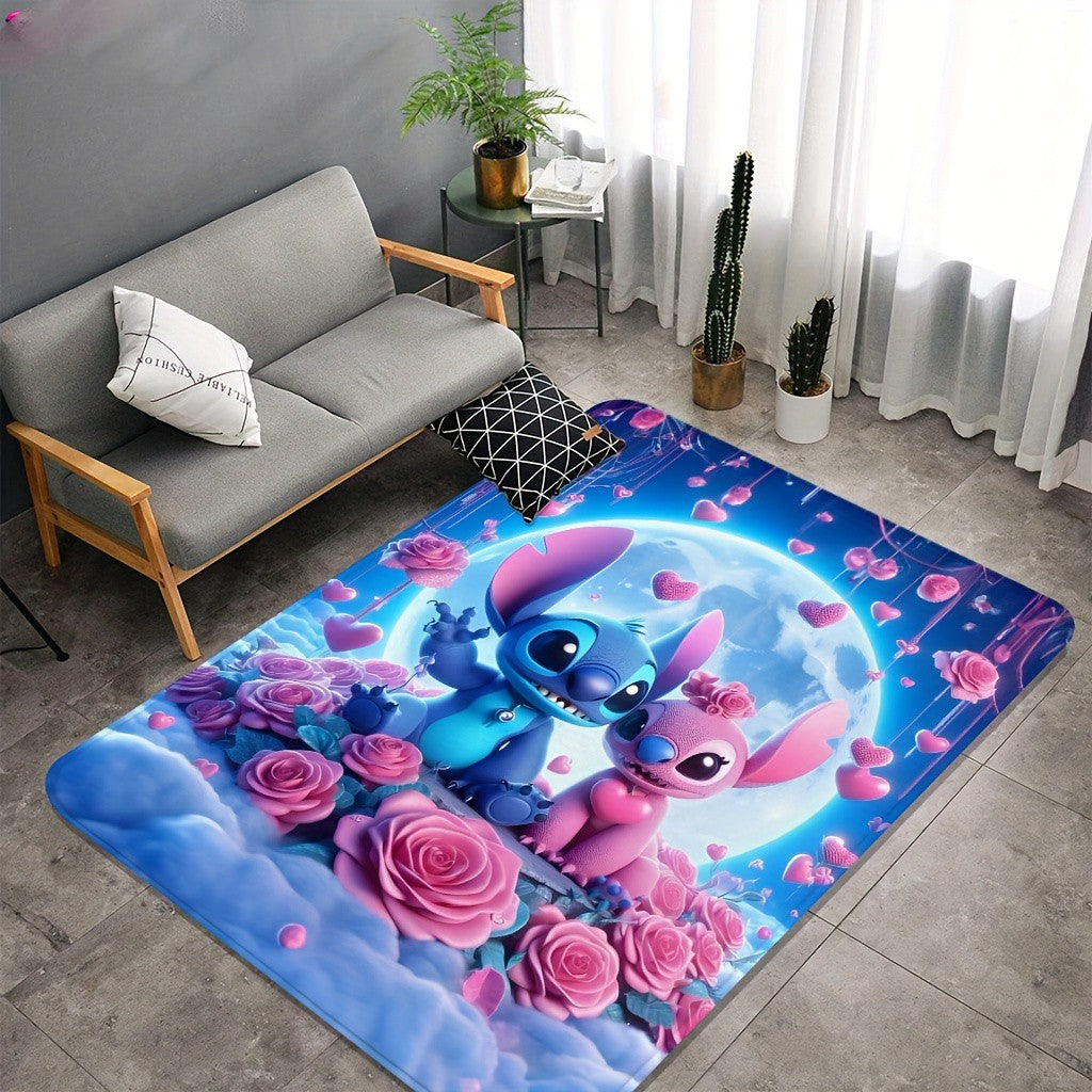 MINISO Disney Cartoon S-titch Angel Area Rug Vibrant Pink Soft Polyester Mat for Bedroom ?? Living Room or Home Office Decor