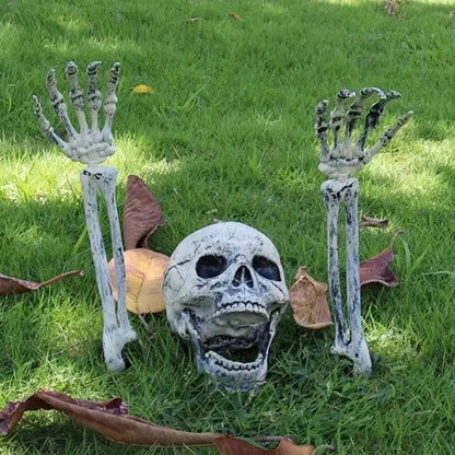 3-6pcs Bone Skeletons Yard Ground Stakes Simulated Ghost Skull Hand Props Halloween Garden Outdoor Insert Party Decoration