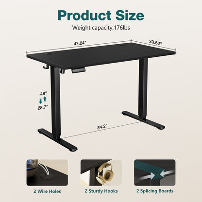 Mesa de Escritório Elétrica Ajustável em Altura JHK, Estação de Trabalho Ergonômica com Estrutura de Metal para Casa e Escritório