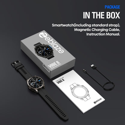NOVO Smartwatch Zeblaze VIBE 8 com Chamada de Voz, Tela AMOLED de 1,43", Lanterna Embutida, Frequência Cardíaca e Pressão Arterial 2025