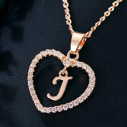 Customizable Love Pendant Necklace with Zircon 26 Letter Initial Jewelry for Men And Women