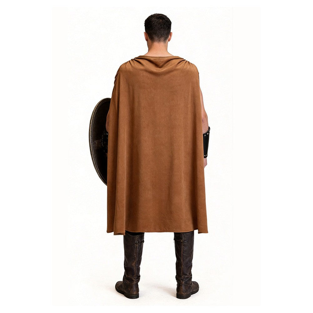 Roman Knight Spartan Cosplay Cloak Wristguard Costume Outfits Halloween Disguise Black Red Brown Cape Clothes Carnival Party