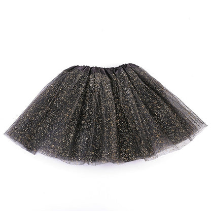 Adult hot mesh tutu skirt 2024 street fashion solid color skirt Polyester Gold/Silver  stamping dance skirt