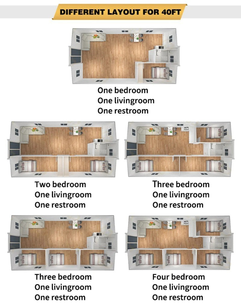 Casa Contêiner Dobrável Expansível Modular Pré-fabricada Pronta de 20 e 40 Pés com Cozinha e Banheiro