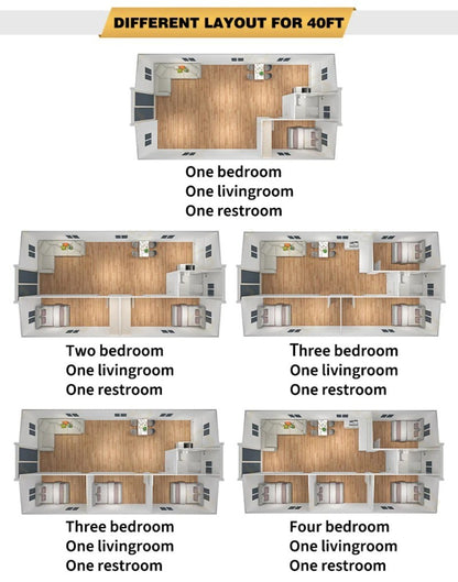 Casa Contêiner Dobrável Expansível Modular Pré-fabricada Pronta de 20 e 40 Pés com Cozinha e Banheiro