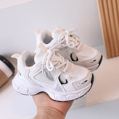 Kids Casual Sports Shoes with Thick Soles Boys Girls Fashion Versatile Sneakers 2024 New Children Mesh Breathable Running Shoes