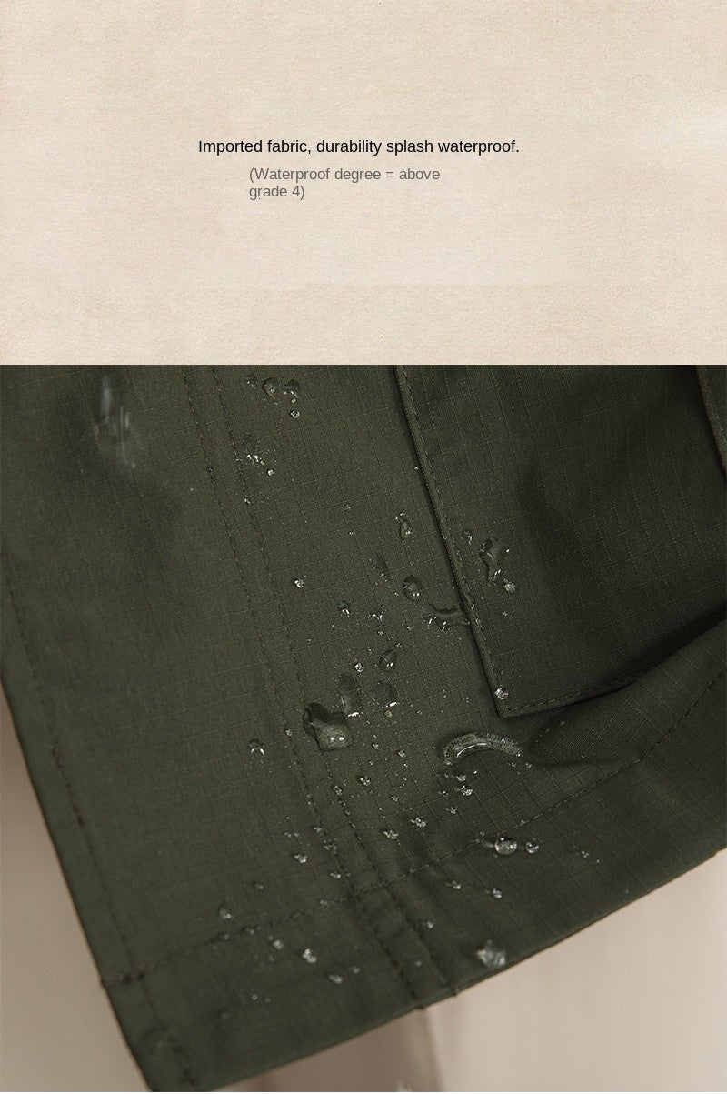 Three Spring and Summer Light Vertical Collar Waist Half Hanging M65 British Jacket Men's Retro Hunting Wear Waterproof Jacket