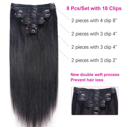 Extensões de Cabelo Tic Tac Cabelo Humano Real cor #4 Castanho Chocolate Extensões de Cabelo Tic Tac 8 peças Cor Preto Natural 26 Polegadas
