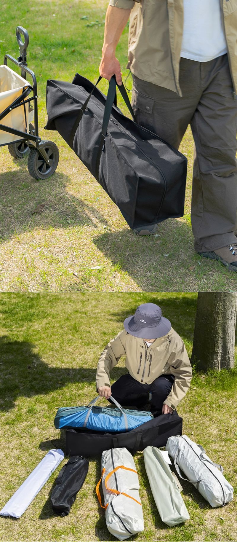 Camping Canopy Pole Storage Bag Wear-Resistant Sundries Holder Large Capacity Multifunction with Handle for Storage Bag