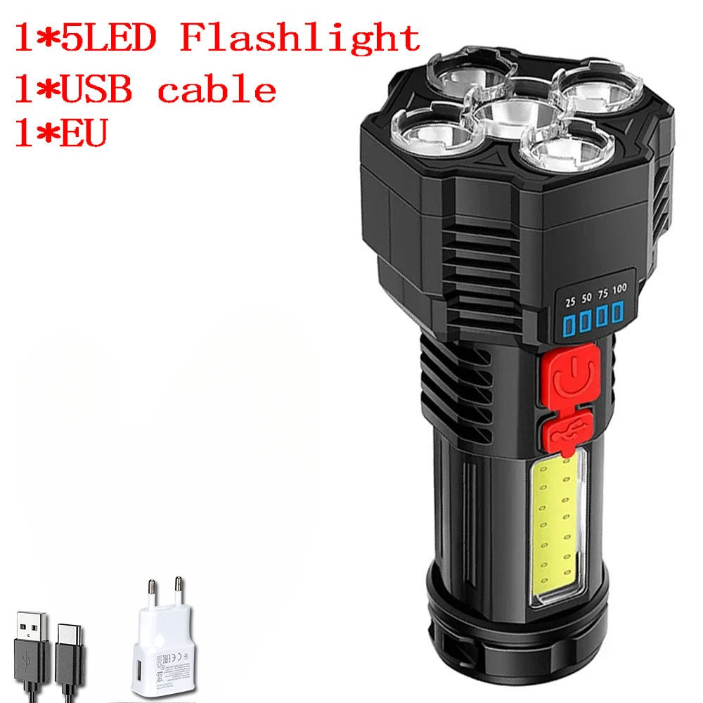 COB High Power LED Flashlight USB Rechargeable Waterproof Lamp For Camping Hiking Fishing Portable Flashlight Emergency Lantern