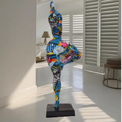 Europe Resin Decoration Home Wine Cabinet Ornaments Action Figures Statue Graffiti Yoga Weight Loss Woman Living Room Decor New