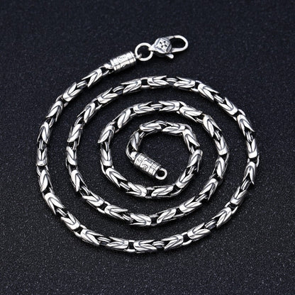 Nova Moda 100% Pura Joia de Prata S925 Retrô 6MM de Espessura Mantra de Seis Caracteres Colares Masculinos de Personalidade na Moda