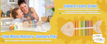 Montessori Fish Bone Matching Puzzle Toy Color Classification and Sensory Matching Game Children's Growth Gift Toy