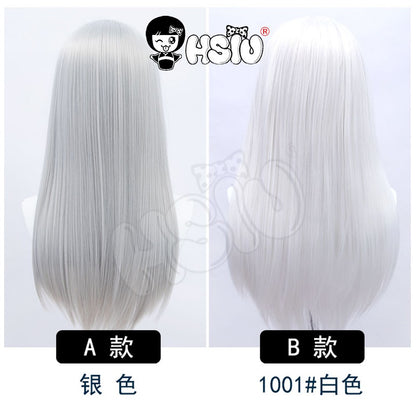 ?HSIU Brand?26 Colors 60cm Long Straight Hair Pink Gray  White purple Black pink Fiber synthetic wig + Free brand wig net