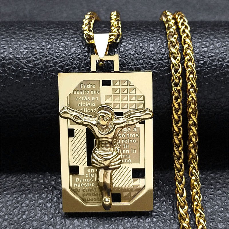 Catholic Virgin Mary Medal Our Lady of Guadalupe Pendant Necklace for Women Men Gold Color Stainless Steel Male Chain Jewelry