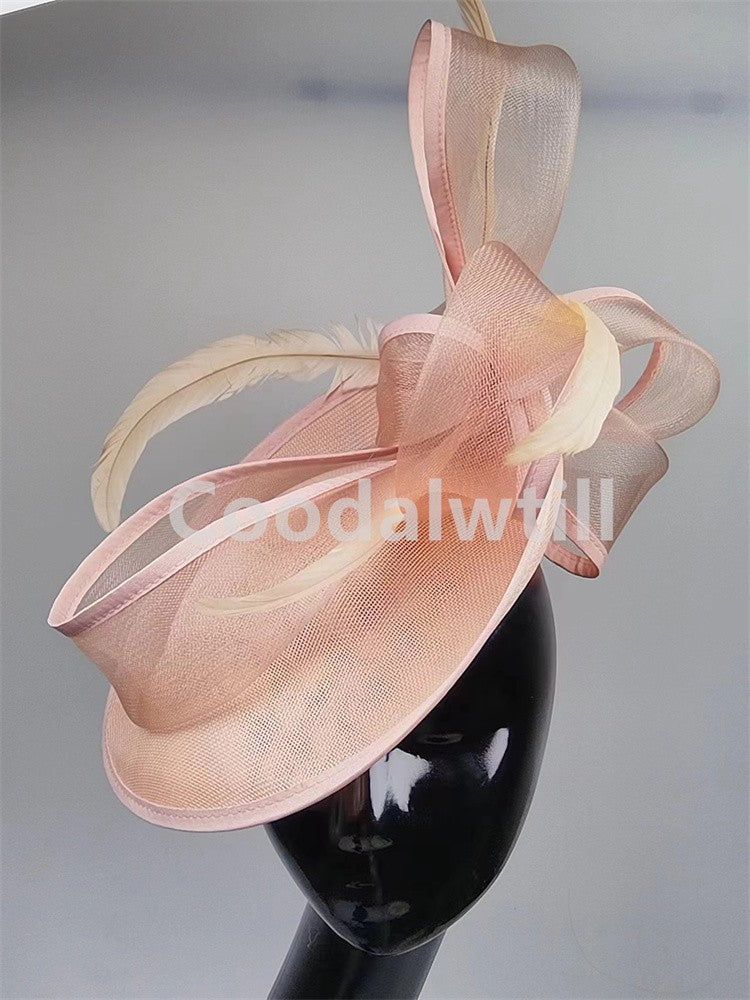 Noiva Casamento Malha Fascinators Chapéu Igreja Senhoras Mulheres Derby Chapéu Grande Fascinator Festa Evento Enfeite de Cabeça Noiva Casamento Pillbox Cap