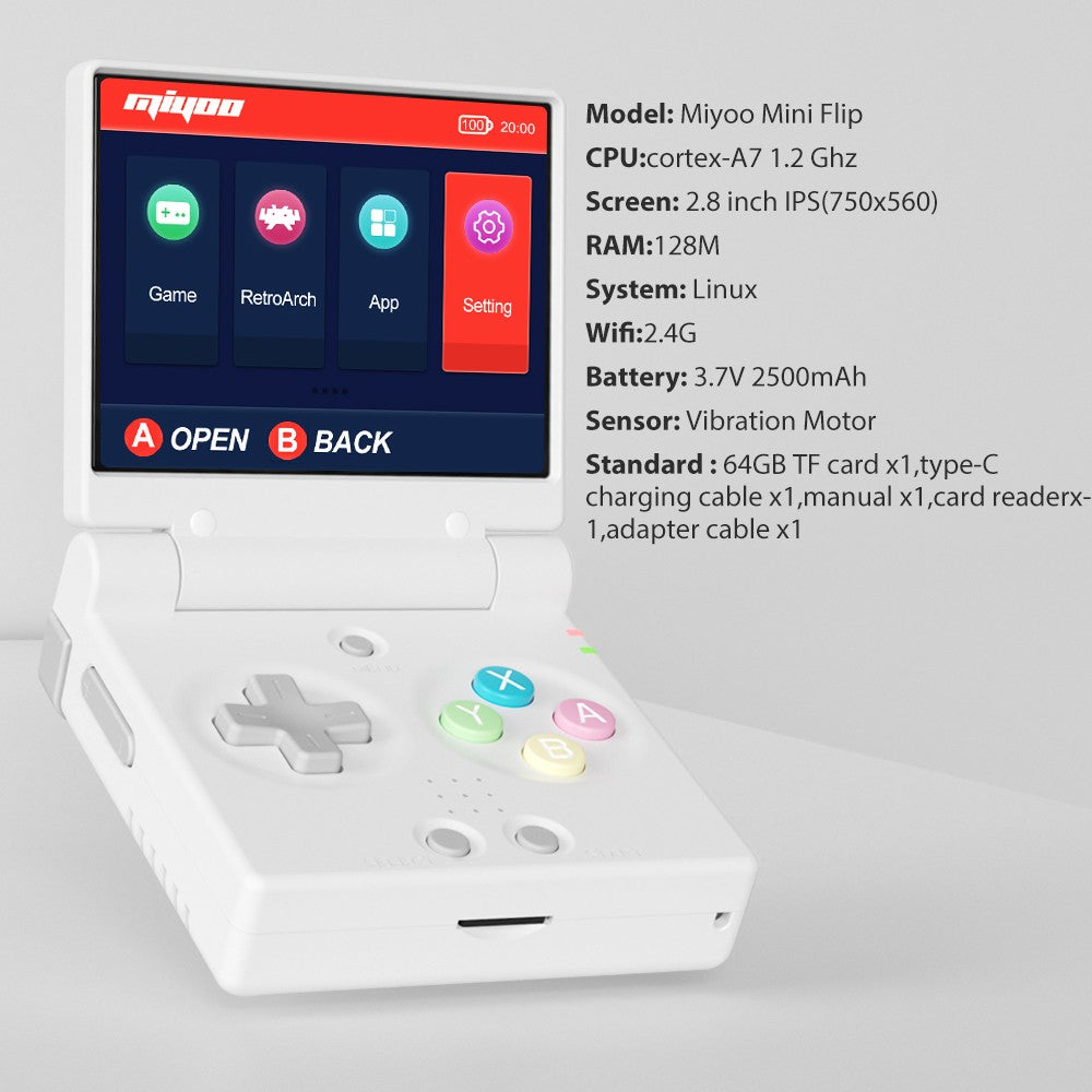 2026 MIYOO Mini Flip Retro Handheld Game Console - 2.8'' IPS Screen, Portable Retro Game Emulator, Gift for Gamers