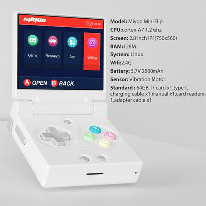 2026 MIYOO Mini Flip Retro Handheld Game Console - 2.8'' IPS Screen, Portable Retro Game Emulator, Gift for Gamers