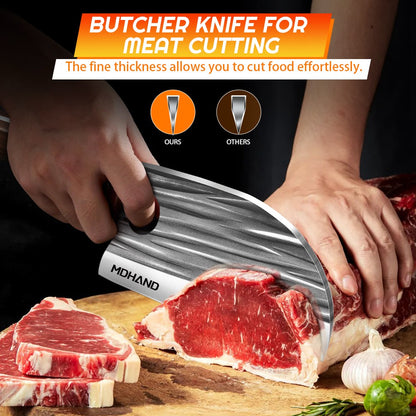 ZENG 14 Peças Faca de Cozinha Multifuncional Cutelo de Carne Forjado à Mão Faca de Chef para Desossar e Cortar para Serviço Pesado com Afiador