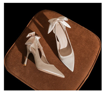 Wedding Heels Women Luxury Brand Design String Bead Pearls High Heels Ladies Sexy Elegant Pointed Toe White Black Pumps2025