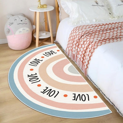 VIKAMA Rainbow Semi-Circular Carpet Non-Slip Noise Reduction Bedroom Bedside Rugs Entryway Door Mat Home Decoration