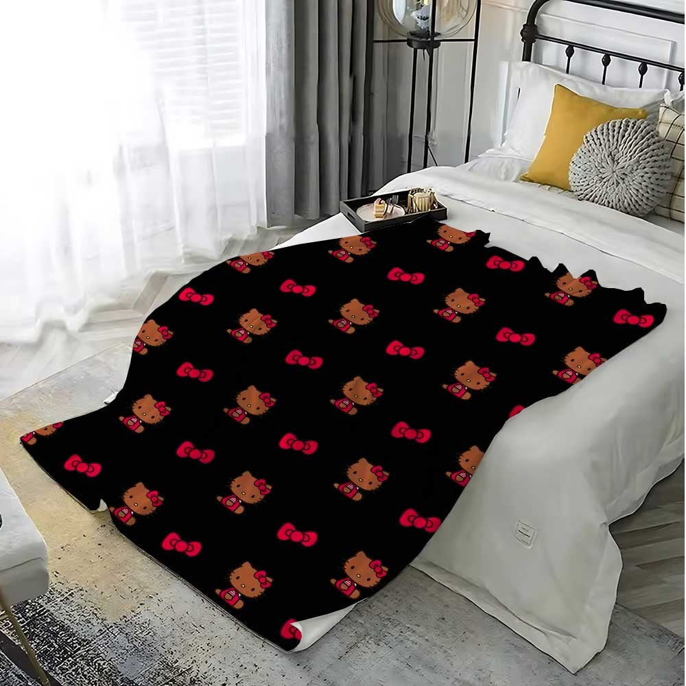 Manta Kawaii Hellos Cat para Joelhos, para Sala de Estar, Decorativa para Cama, Decoração de Quarto, Colcha para Casa, Manta para Sofá, Inverno