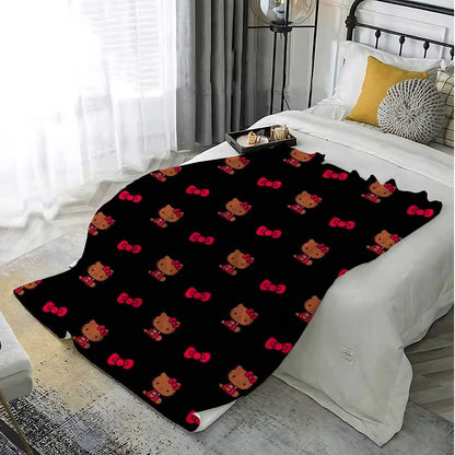 Manta Kawaii Hellos Cat para Joelhos, para Sala de Estar, Decorativa para Cama, Decoração de Quarto, Colcha para Casa, Manta para Sofá, Inverno