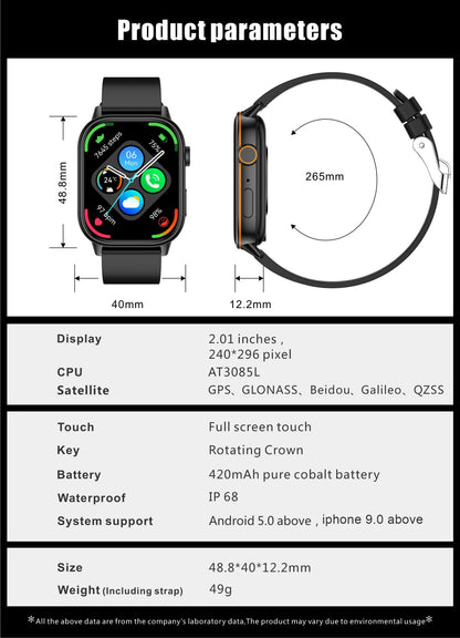LIGE 2025 Para Android IOS GPS Smart Watch Feminino Tela HD de 2.01" Frequência Cardíaca Chamada Bluetooth Bússola IP68 À Prova D'água Smartwatch Masculino