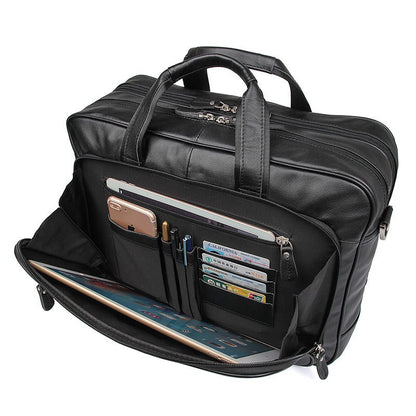 High Quality Genuine Leather Men Briefcase Business bag Crazy Horse Leather Large 17"inch Laptop Bag male Portfolio Office Case
