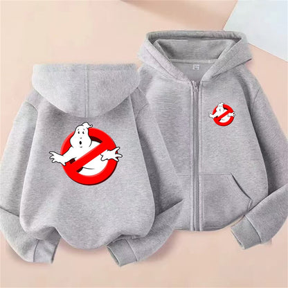 Kid 3-12 Year Coat Children Hoodie Girl Boy Zipper Tops Sweatshirt Casual Sweatshirts black autumn Ghostbusters Clothes