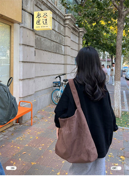 Autumn and winter new matte suede tote bag large capacity commuter casual shoulder bag fashionable versatile women's bag
