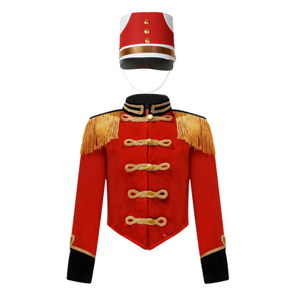 Girls Boys Marching Band Costume Outfits Circus Ringmaster Jacket Coat Team Performance Drummer Drum Major Uniform with Hat Sets