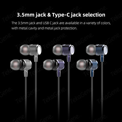 USB Type C Earbuds Metal Heavy Bass Earphones In Ear Noise Reduction 3.5mm Wired Headphones with Mic for Samsung Galaxy iPhone