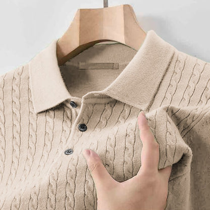 Animal Game Autumn Mens Casual Polo Sweater V Neck Lapel Knit Button Shirts Ribbed Dress Pullover Sweaters Outerwear Cold Blouse