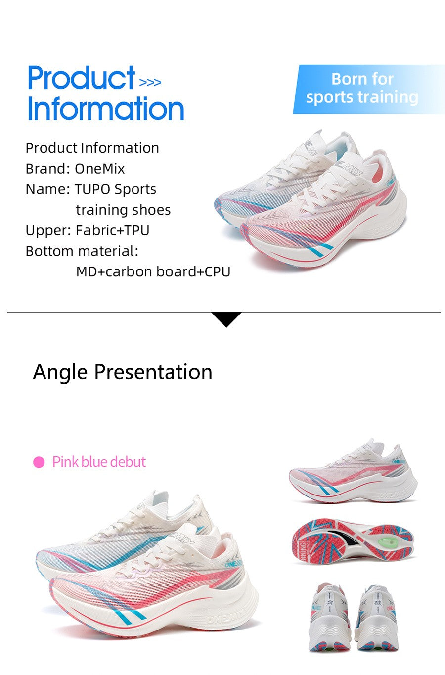 ONEMIX New Marathon Carbon Plate Running Racing Shoes Men Professional Stable Support Shock-relief Ultra-light Rebound Sneakers