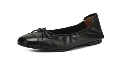 Mary Jane Women Loafers Hand Stitch Casual Streetwear Ballet Flats Soft Sole Solid Color Women Shoes Comfy Round Head Bow Shoes