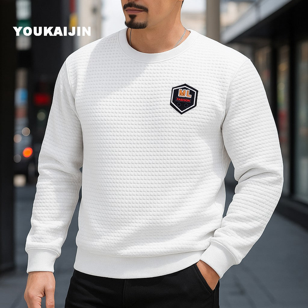 Men's Crew Neck Sweatshirts Solid Color  Long Sleeve Large Sweatwear Spring Autumn Outdoor Jogging Tops