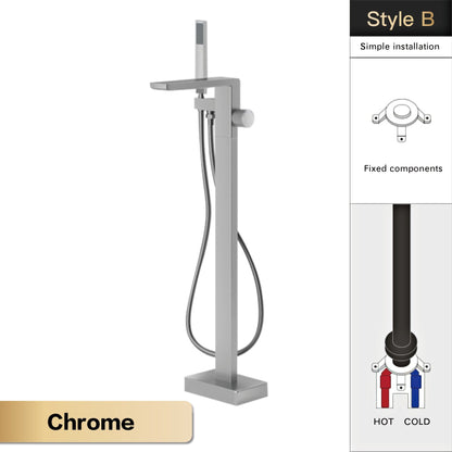 Luxury Black Brass Bathroom Faucet Floor standing Design Single Handle Hot and Cold Water Embedded Design Simple Bathtub Mixer