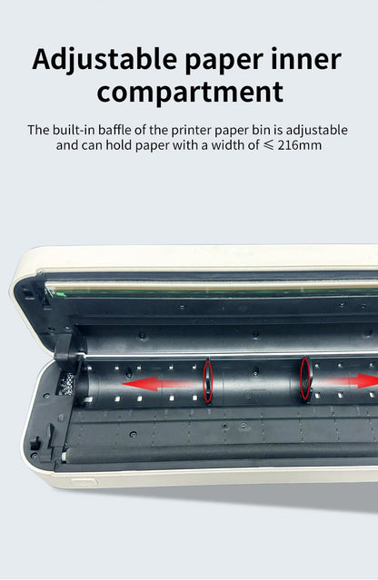Impressora Térmica Portátil Sem Tinta A4 Bluetooth PDF Excel Word para Impressão de Documentos com Rolo de Papel para Trabalho de Escritório Casa Escola