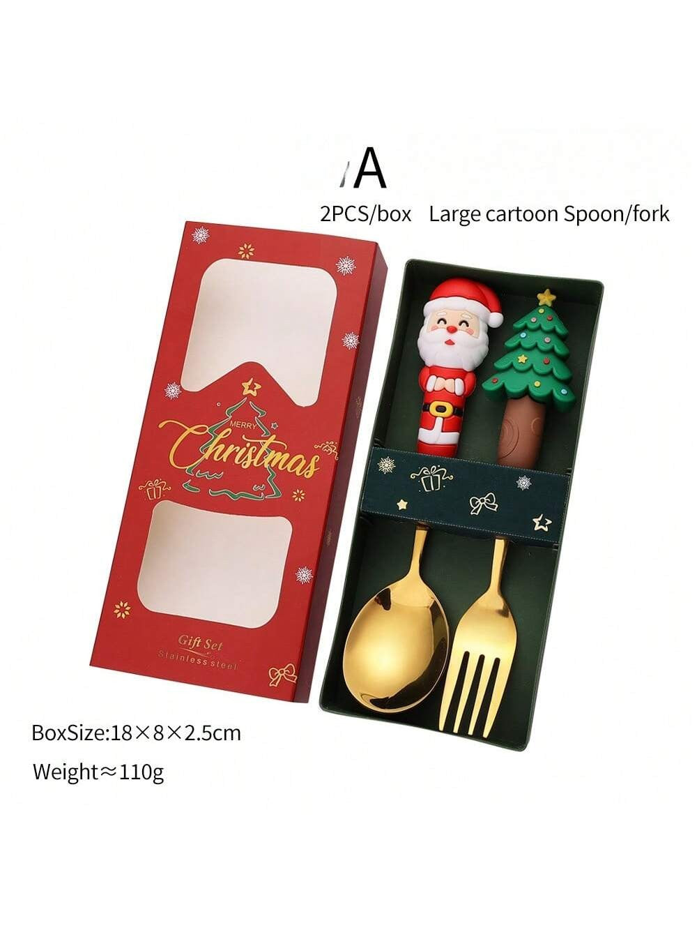 Christmas Spoon And Fork Sets Stainless Steel Tableware Coffee Tea Dessert Spoon And Fork Xmas Gifts For Guest New Year Gifts