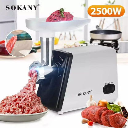 Moedores de Carne 2500W Inox para Cozinha Triturador de Vegetais para Recheio de Bolinhos Moedor de Carne e Máquina de Recheio para Uso Comercial ou Doméstico