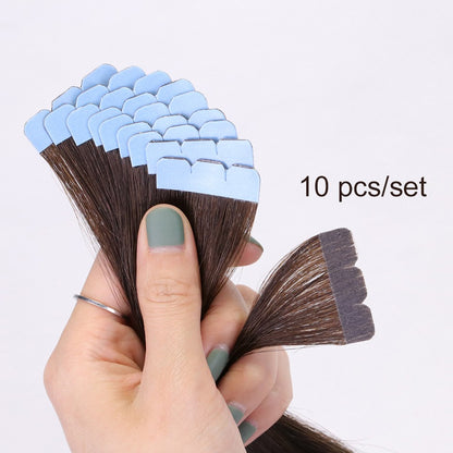 Mini Extensões de Cabelo Humano Natural com Fita Adesiva 3x0.8cm Fita Invisível 10un/pacote Para Cabelo LateralEnvio dos EUA