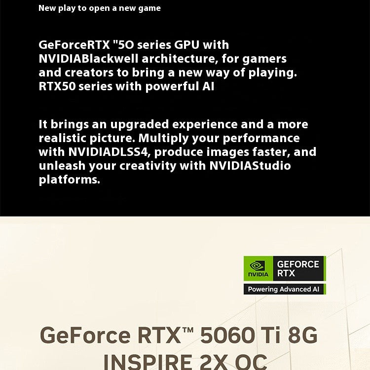 MSI RTX5060Ti 16G INSPIRE 2X OC Gaming Graphics Card 5060ti rtx 5060 ti 256-bit GDDR7 Desktop placa de video Video Card