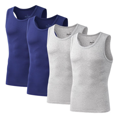 4Pcs/Pack Man Sleeveless T-shirt Solid Color Men's Tank Top Bamboo Fiber Undershirts Men Vest Suitable wear inside or outside