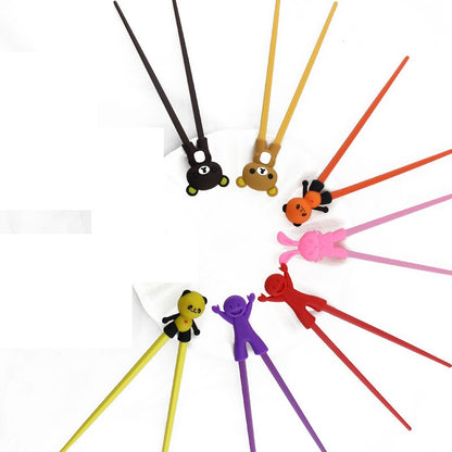 Pauzinhos de Desenho Animado para Crianças, Pauzinhos de Silicone, Cores Sortidas, Presente para Crianças, Exercício de Estudo, 100 Pares
