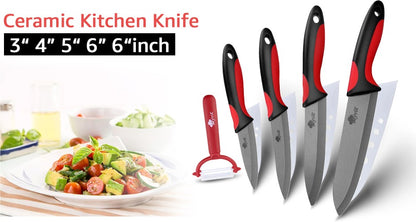 Faca de Cozinha Chef Inoxidável Faca de Cerâmica para Frutas Faca Utilitária Doméstica para Fatiar Legumes Lâminas Pretas Afiadas para Cozinhar