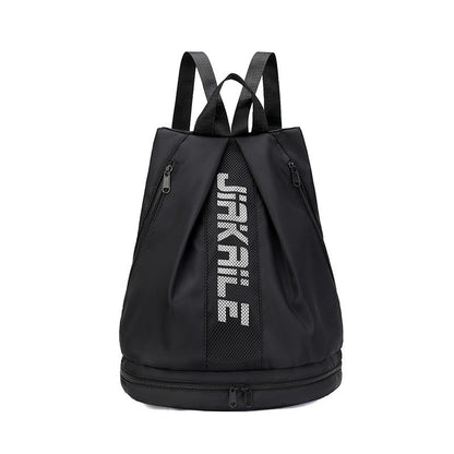 Mochila esportiva, bolsa de viagem leve, compartimento independente para sapatos, múltiplos zíperes, grande capacidade de armazenamento, com estampa de letras