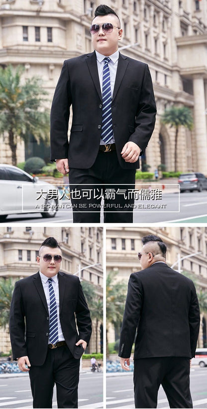 Fat Brother Big Size Pants Men's Suits Formal Business Dress Fashion Leisure Occupation 2 Piece Set Blazer Wedding Jackets S-9XL