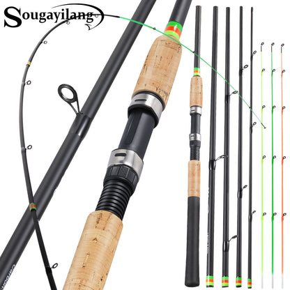 Varas de pesca Sougayilang Feeder ultraleves de fibra de carbono para pesca de carpa com tração máxima de 15 kg com potência L M H para pesca de robalos, carpas e trutas
