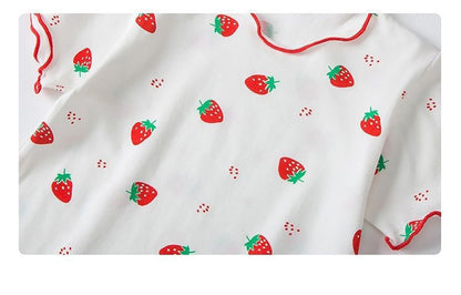 Girls Summer Pajama Sets Stylish Cartoon Pattern Printing Short Sleeve Top and Pants Made from Luxurious Cozy Ice Silk Material